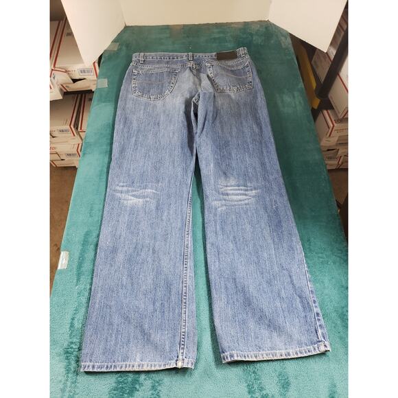 Express Jeans Size 34x32 Mens Blue Pants Denim Baggy Mid Rise Loose Bootcut - Picture 12 of 14